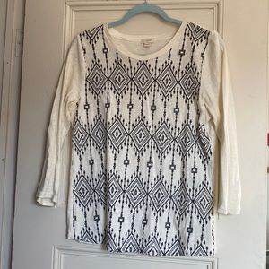 J.Crew Patterned Quarter Sleeve Top